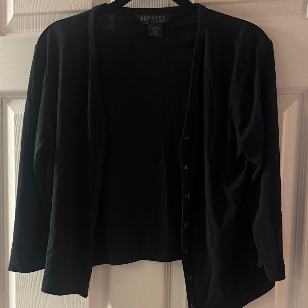 Express Midnight Black Button-Up Cardigan